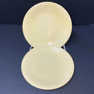 Set of 2 Genuine Fiesta HLC 7 1/4 Inch Pale Yellow Salad Luncheon Plates - EUC!